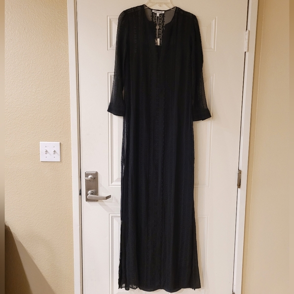 Elizabeth & James Black Embroidered Silk Georgette Mia Maxi Dress - Picture 2 of 11